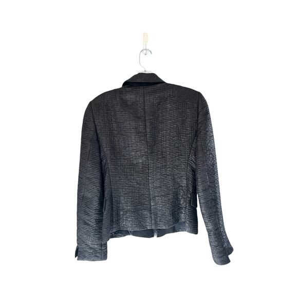Akris Punto Black Dressy Solid Basic Textured Office Work‎ Zip Up Blazer Size 6 - Picture 11 of 14